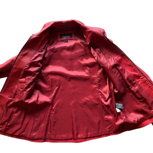 Jones New York Women's Vibrant Red Leather Jacket Size Medium - Picture 7 of 13